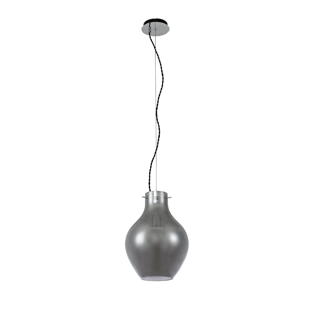 NL84159 Zen Pendant 28cm Round Chrome & Smoke
