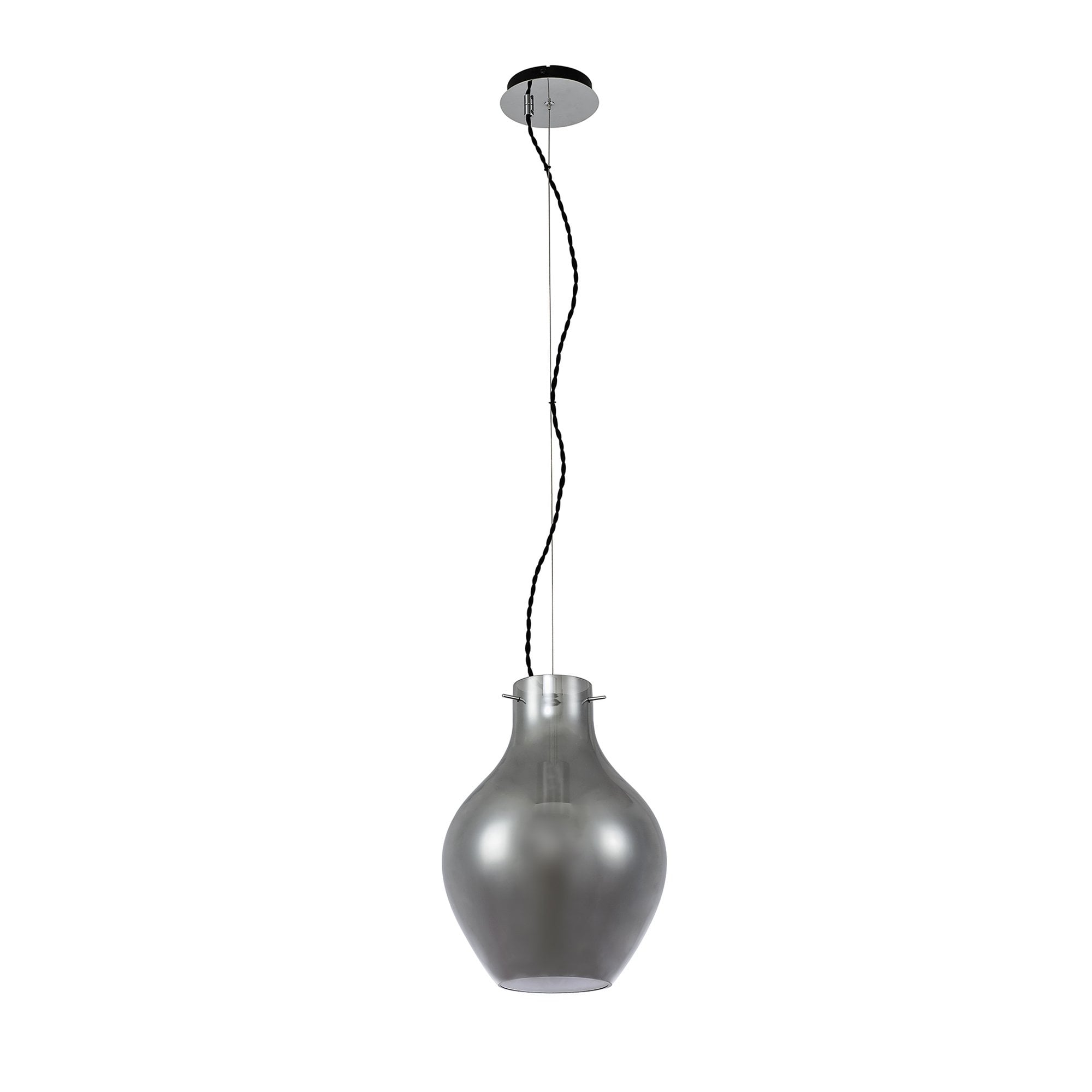 NL84159 Zen Pendant 28cm Round Chrome & Smoke