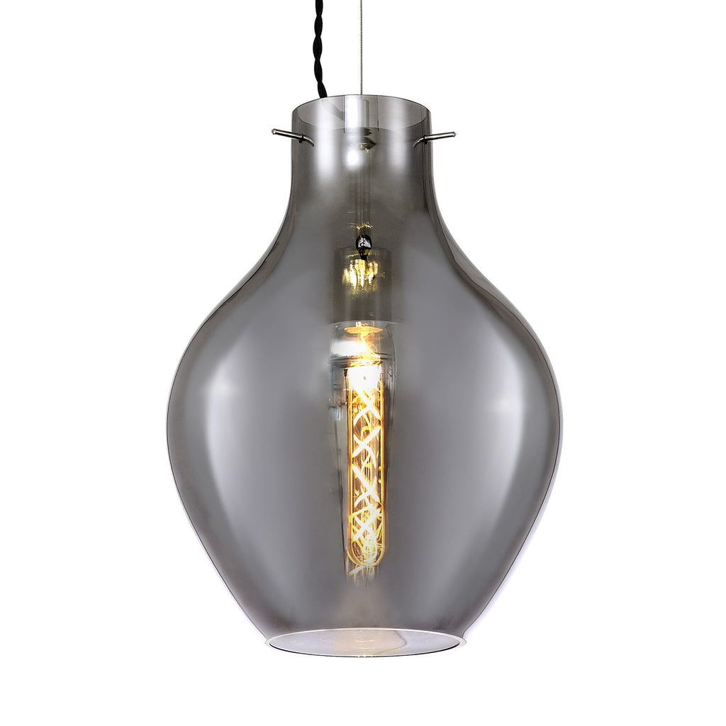 NL84159 Zen Pendant 28cm Round Chrome & Smoke