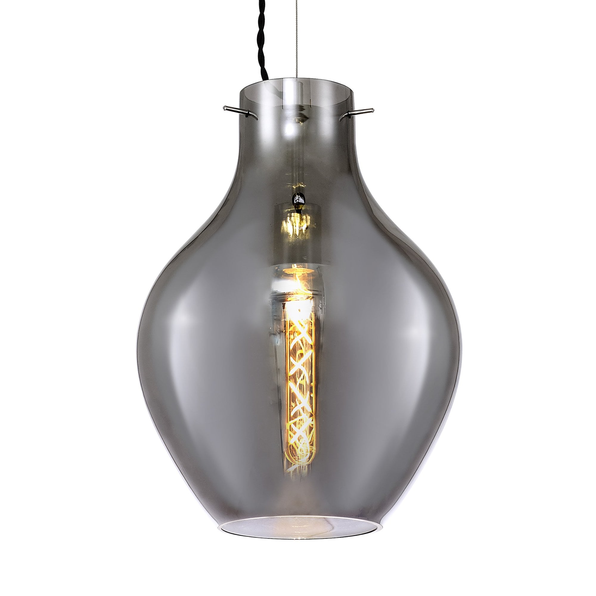 NL84159 Zen Pendant 28cm Round Chrome & Smoke