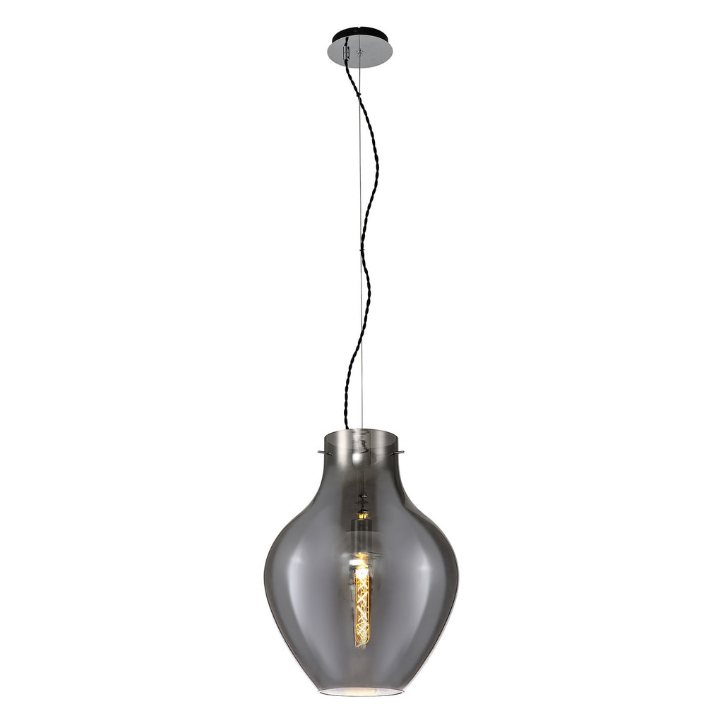 NL84169 Zen Pendant 38cm Round Chrome & Smoke