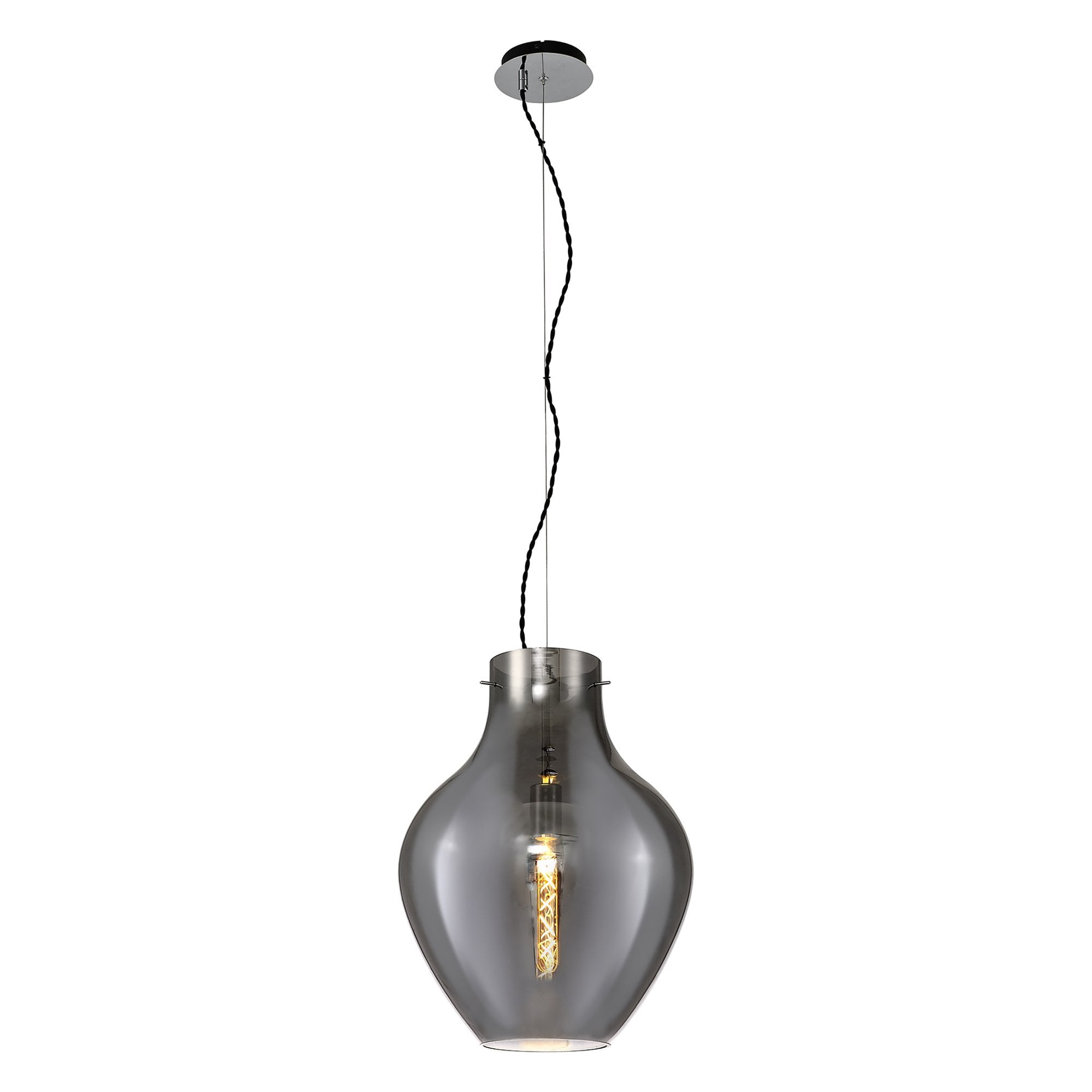 NL84169 Zen Pendant 38cm Round Chrome & Smoke