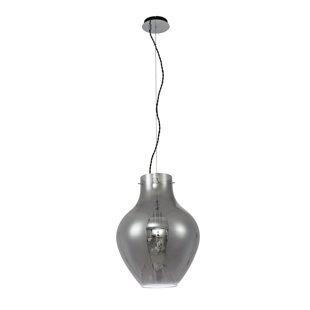 NL84169 Zen Pendant 38cm Round Chrome & Smoke