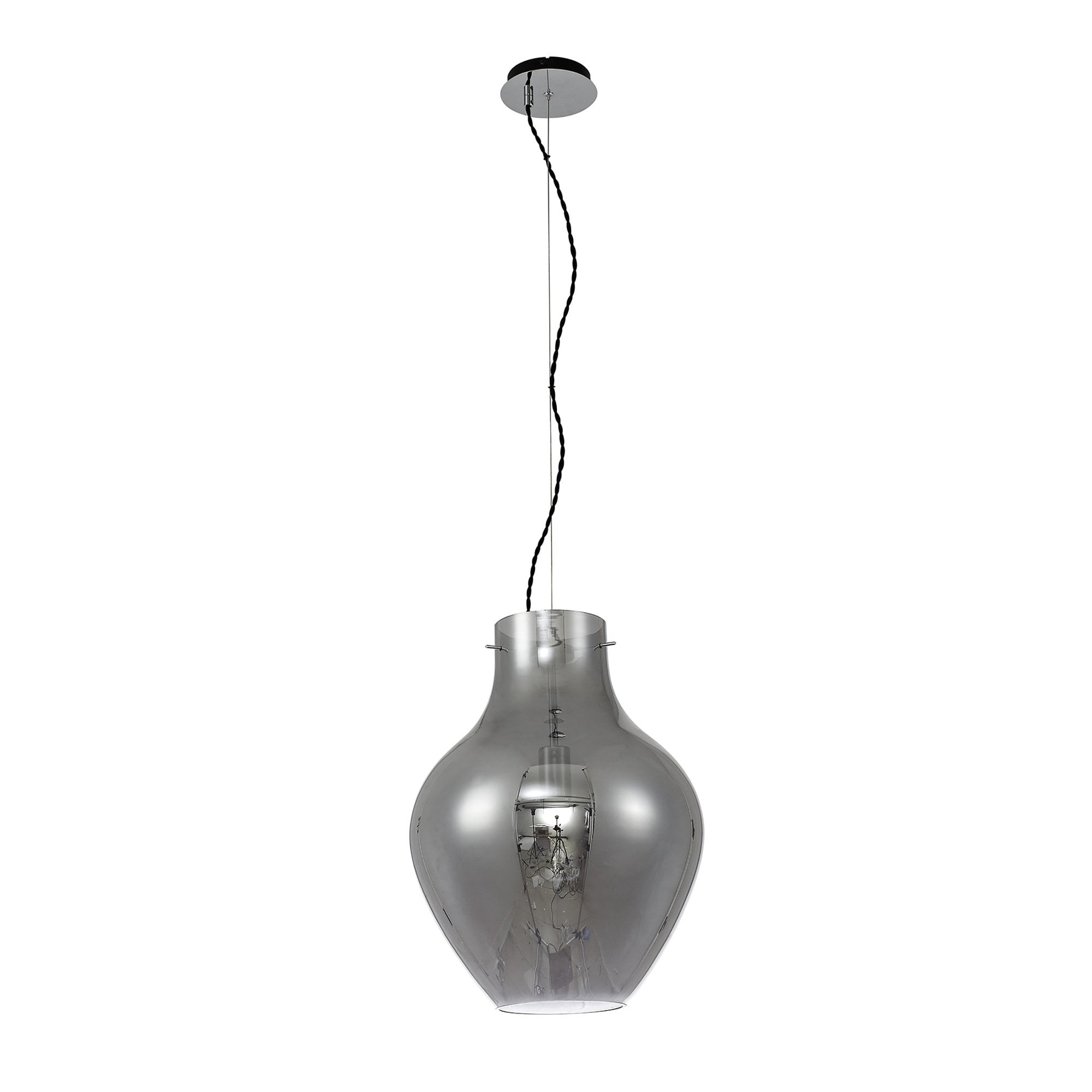 NL84169 Zen Pendant 38cm Round Chrome & Smoke