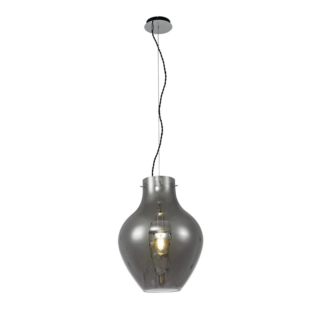 NL84169 Zen Pendant 38cm Round Chrome & Smoke