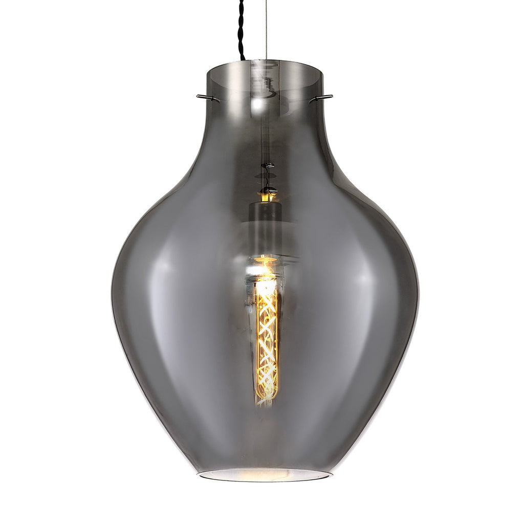 NL84169 Zen Pendant 38cm Round Chrome & Smoke