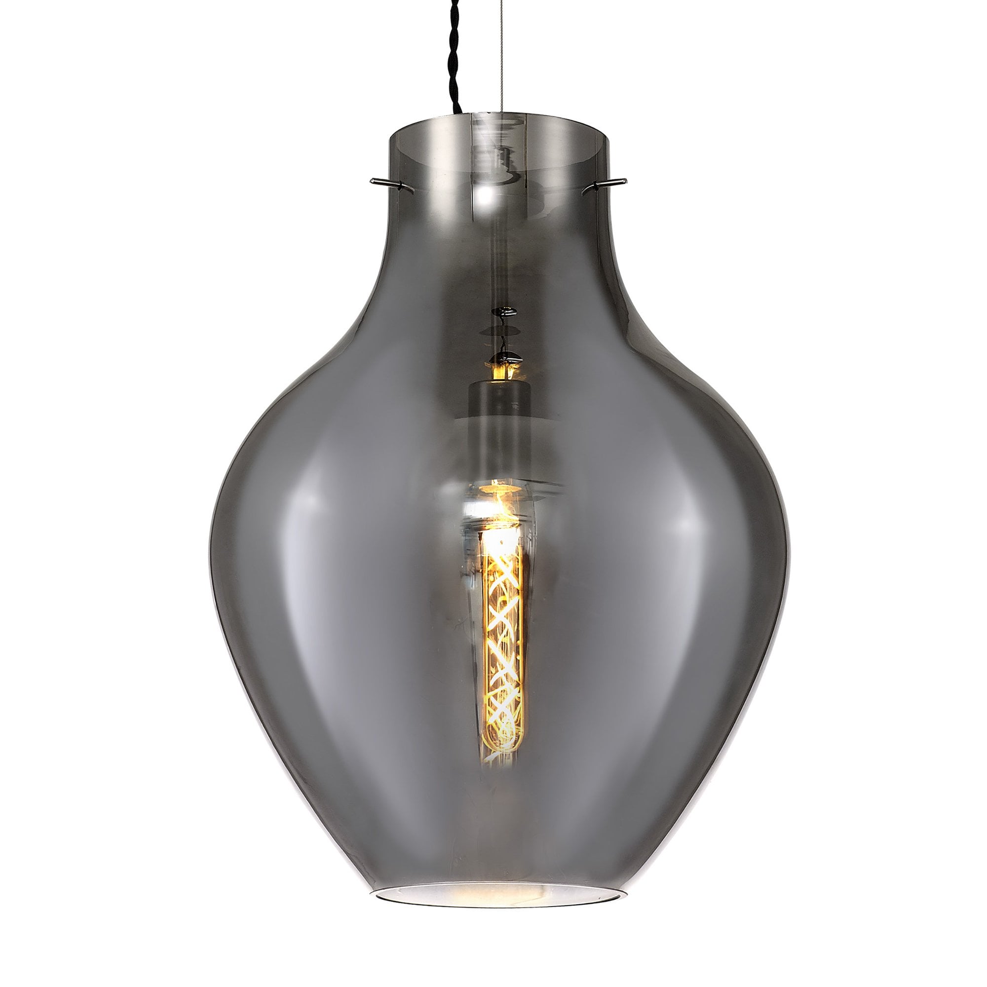 NL84169 Zen Pendant 38cm Round Chrome & Smoke