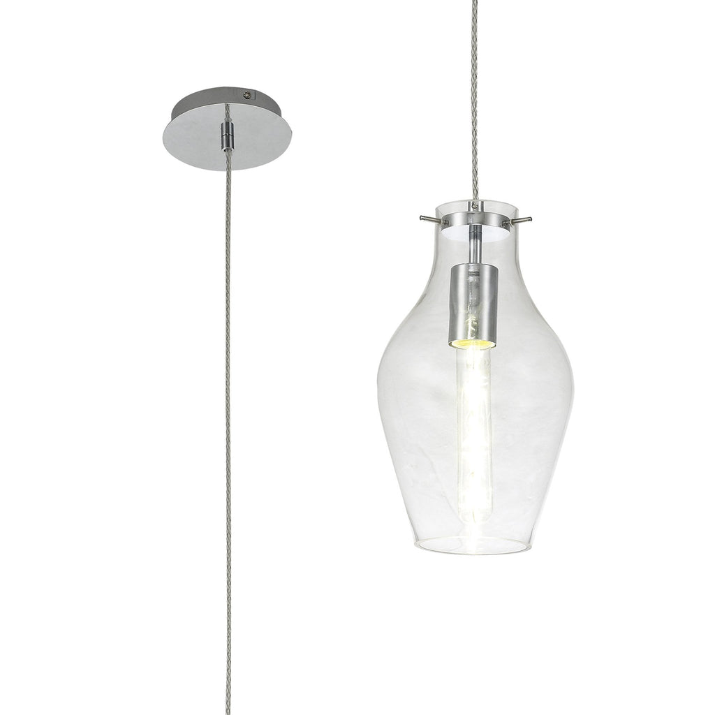 NL84179 Zen Pendant 17cm Round Chrome & Clear