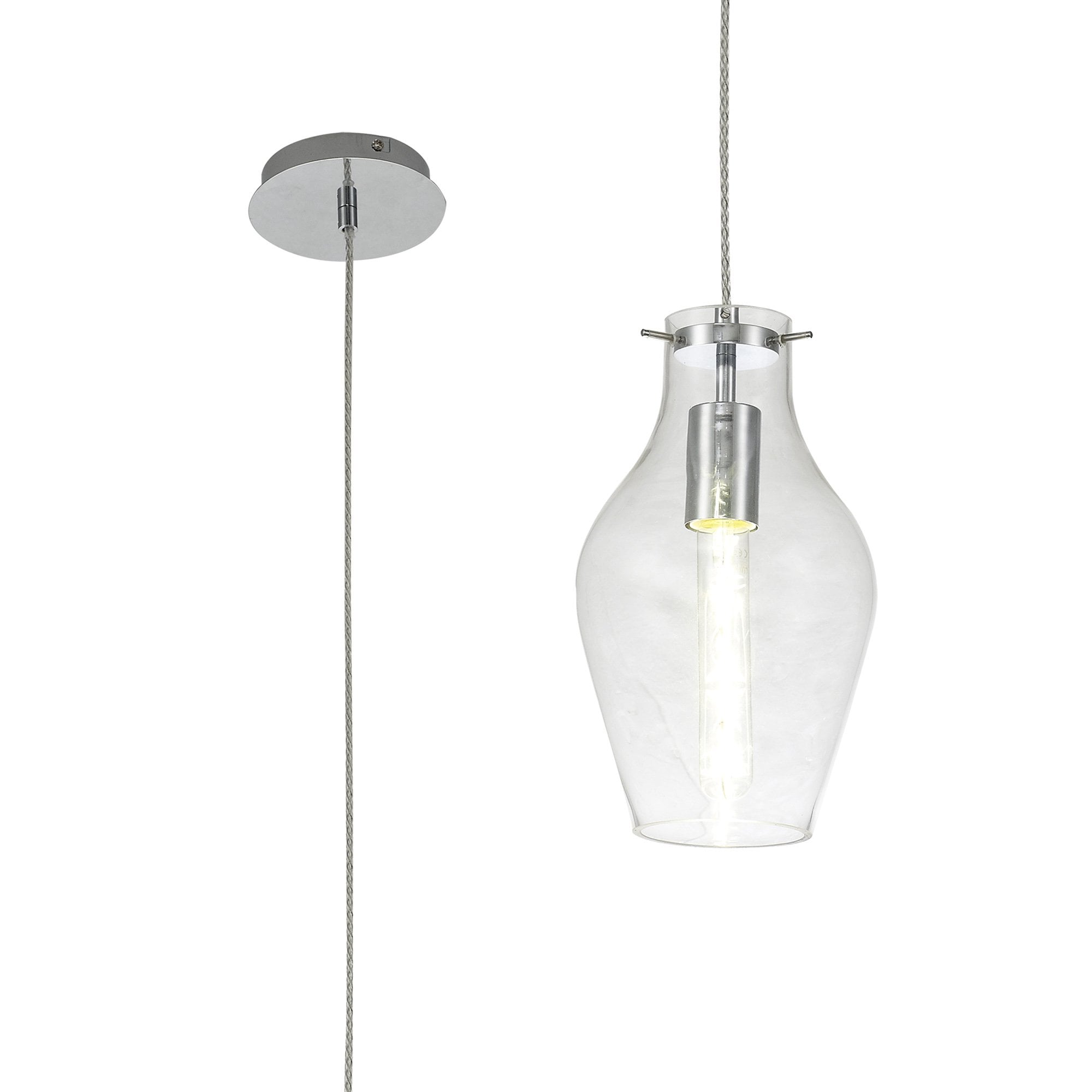 NL84179 Zen Pendant 17cm Round Chrome & Clear