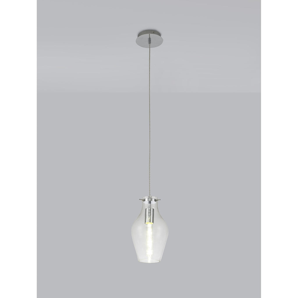 NL84179 Zen Pendant 17cm Round Chrome & Clear
