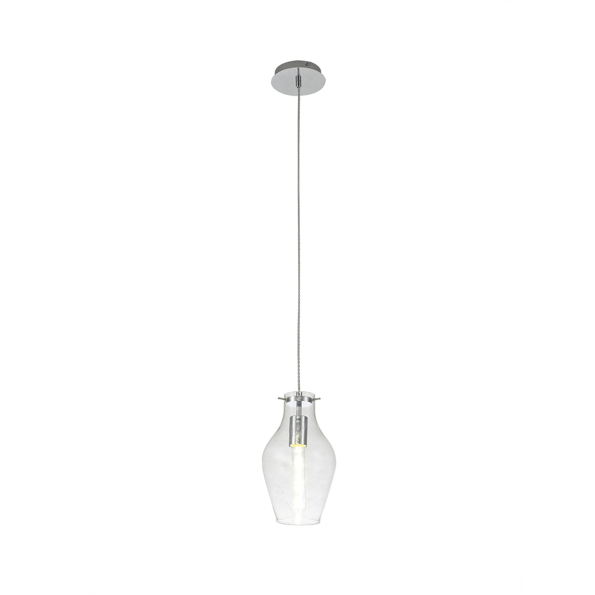 NL84179 Zen Pendant 17cm Round Chrome & Clear