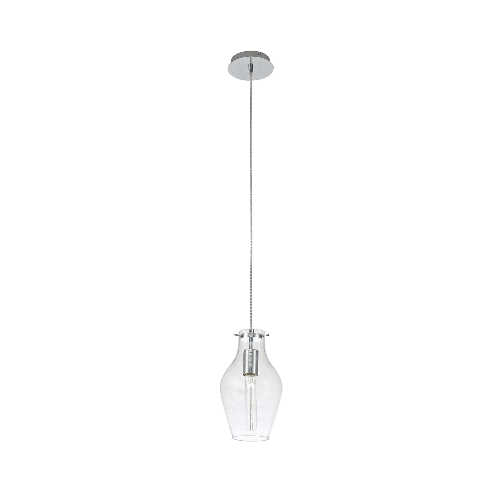 NL84179 Zen Pendant 17cm Round Chrome & Clear
