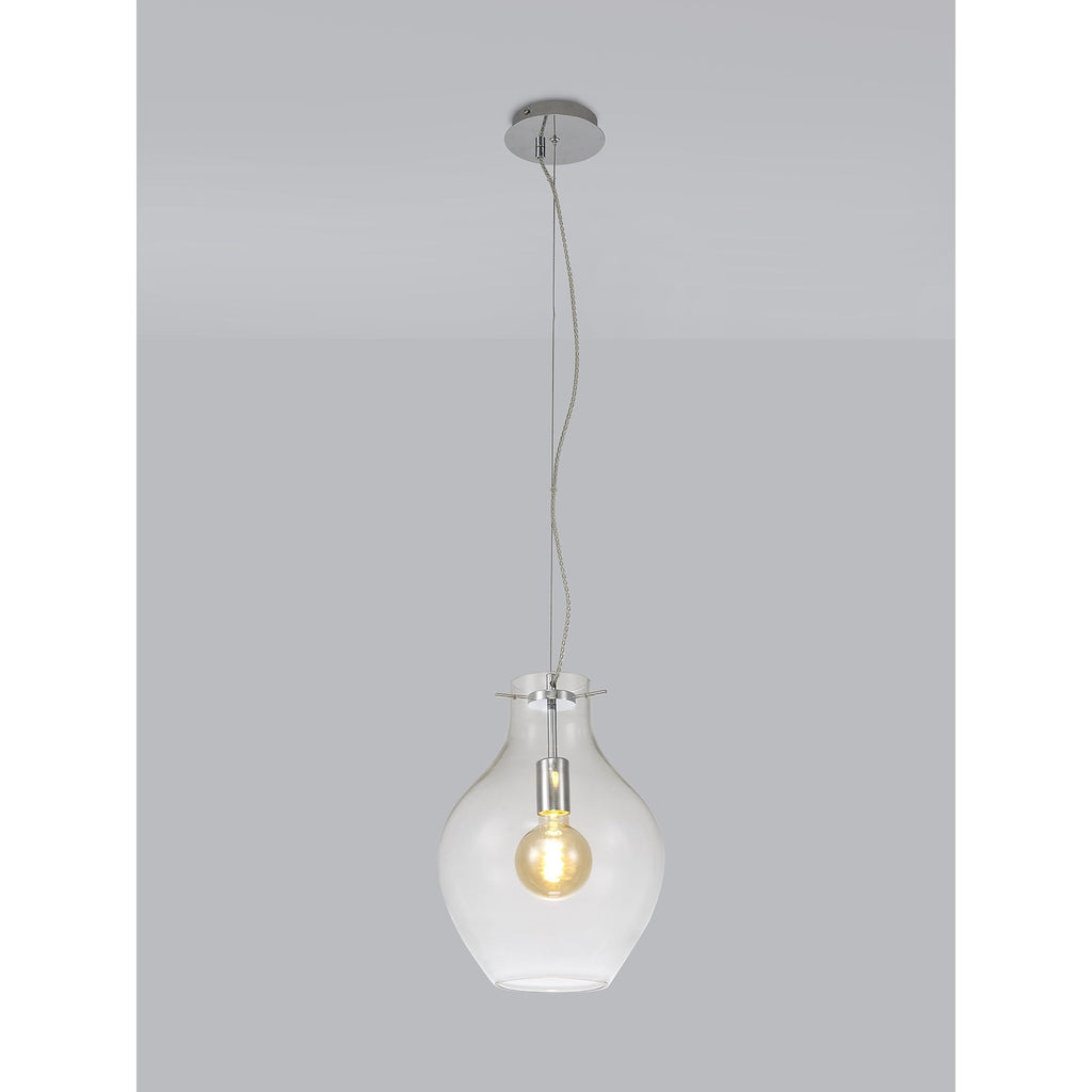 NL84189 Zen Pendant 28cm Round Chrome & Clear