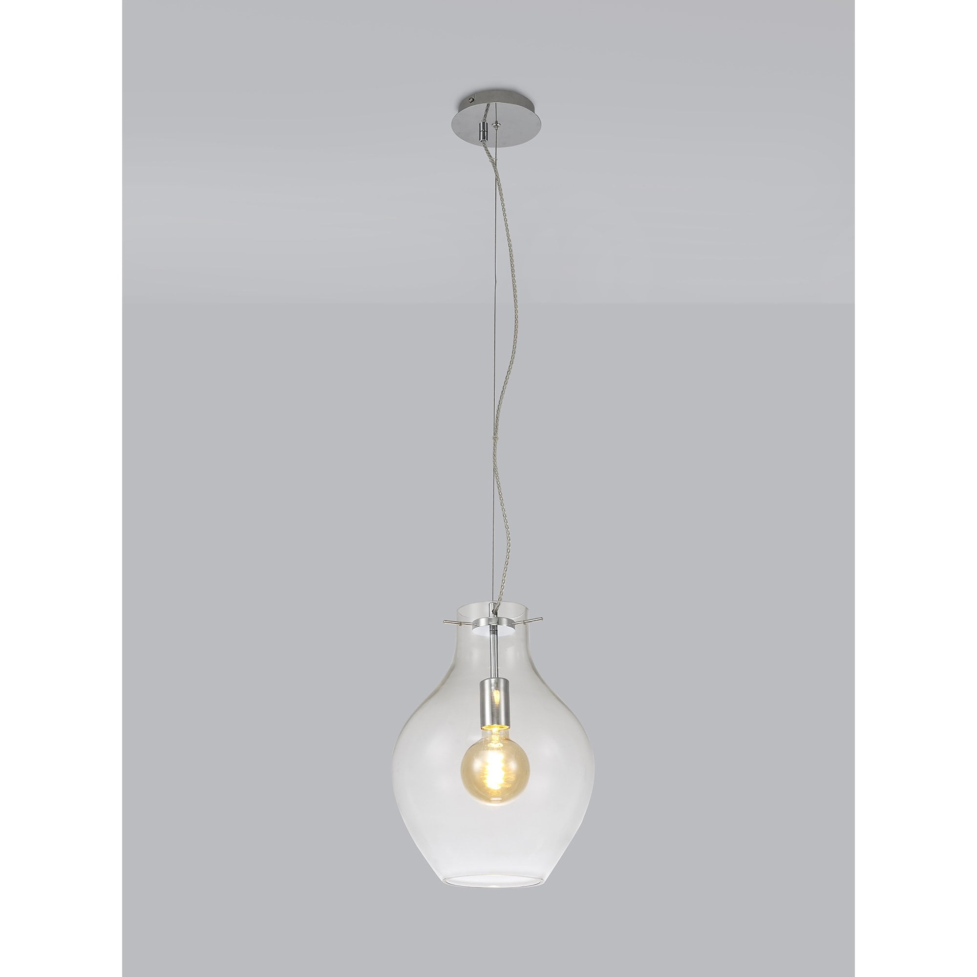 NL84189 Zen Pendant 28cm Round Chrome & Clear