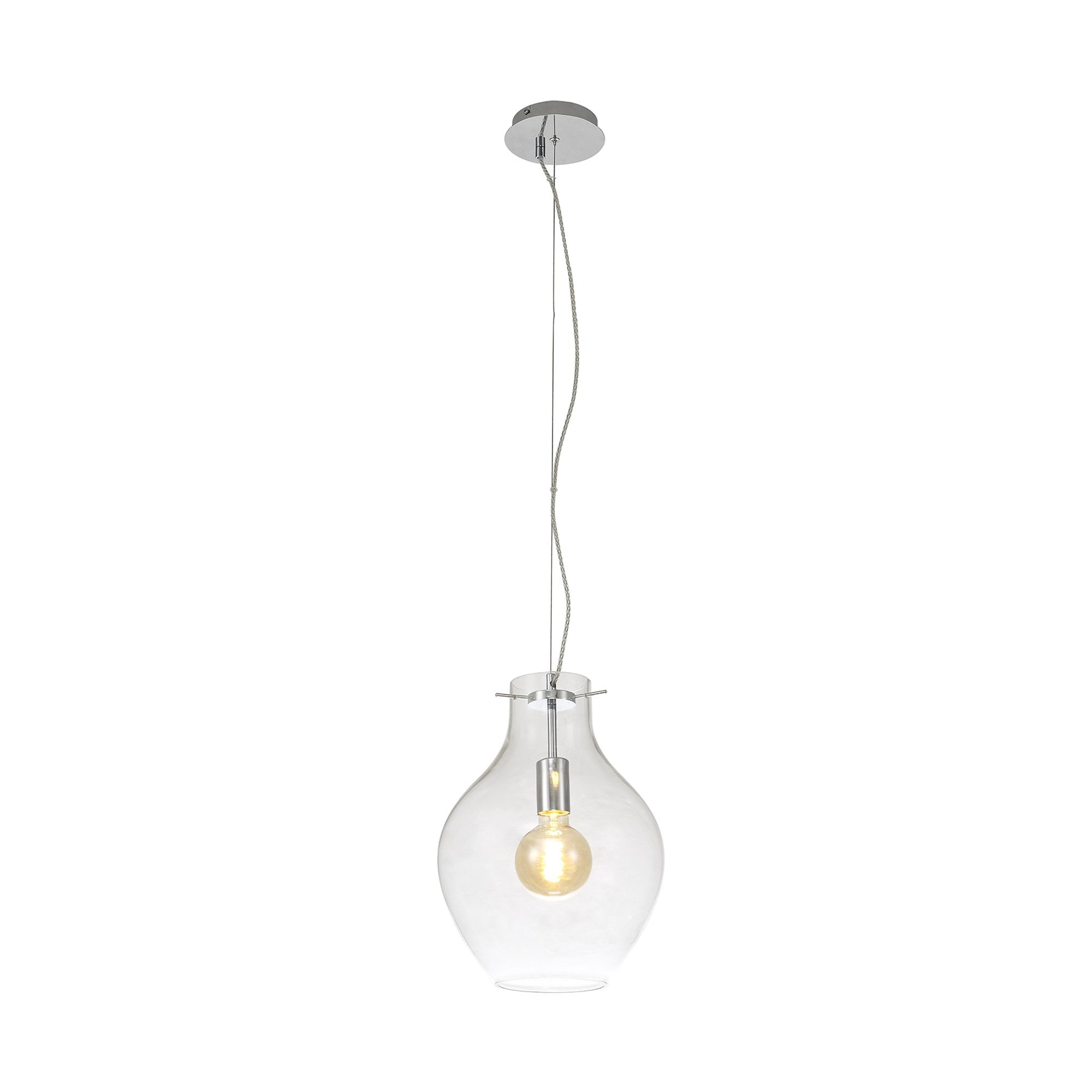 NL84189 Zen Pendant 28cm Round Chrome & Clear