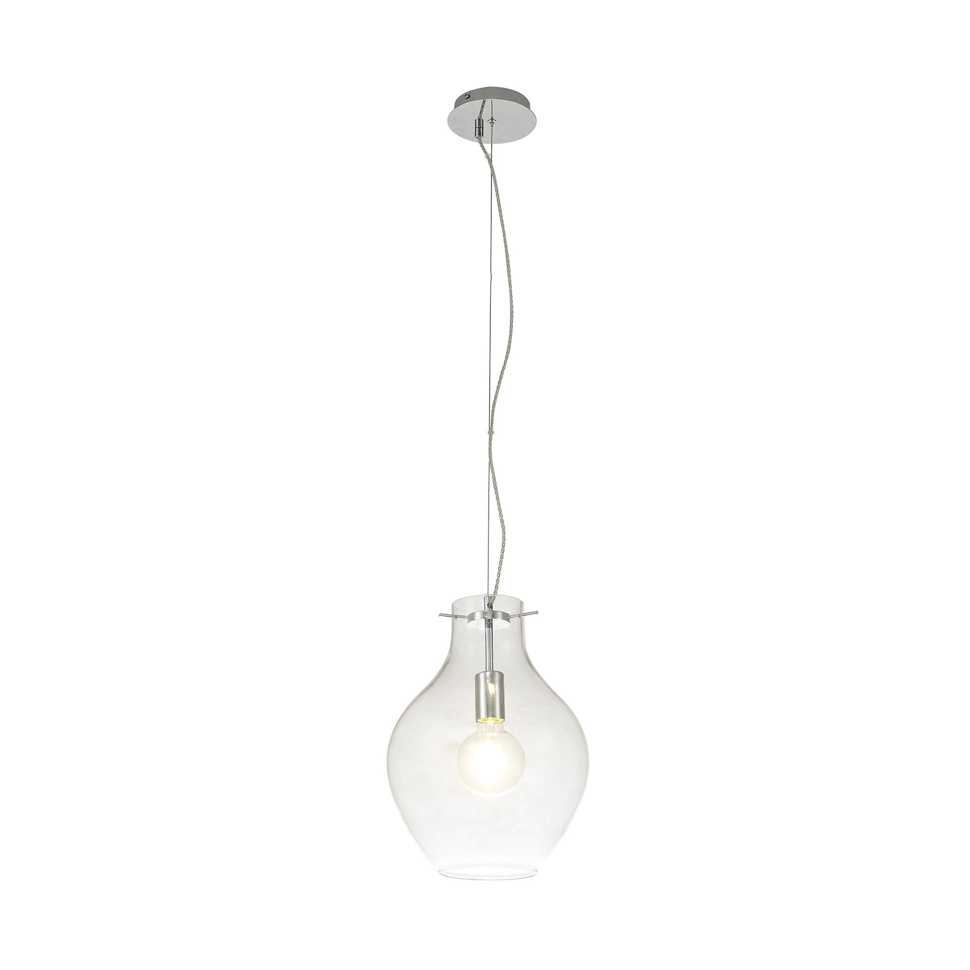 NL84189 Zen Pendant 28cm Round Chrome & Clear