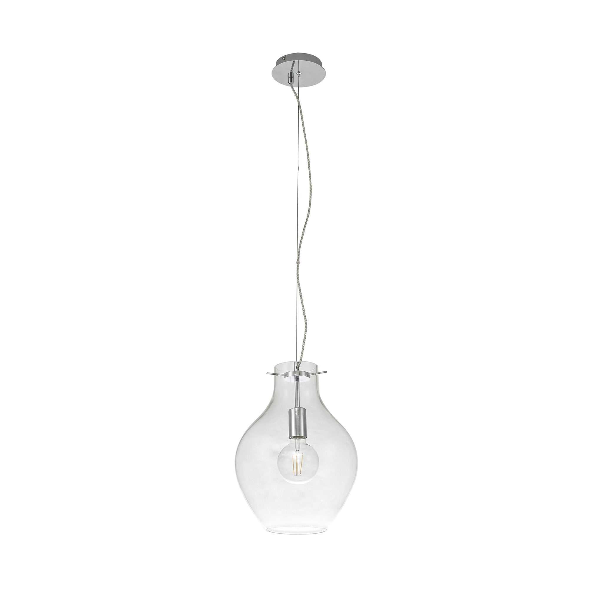 NL84189 Zen Pendant 28cm Round Chrome & Clear