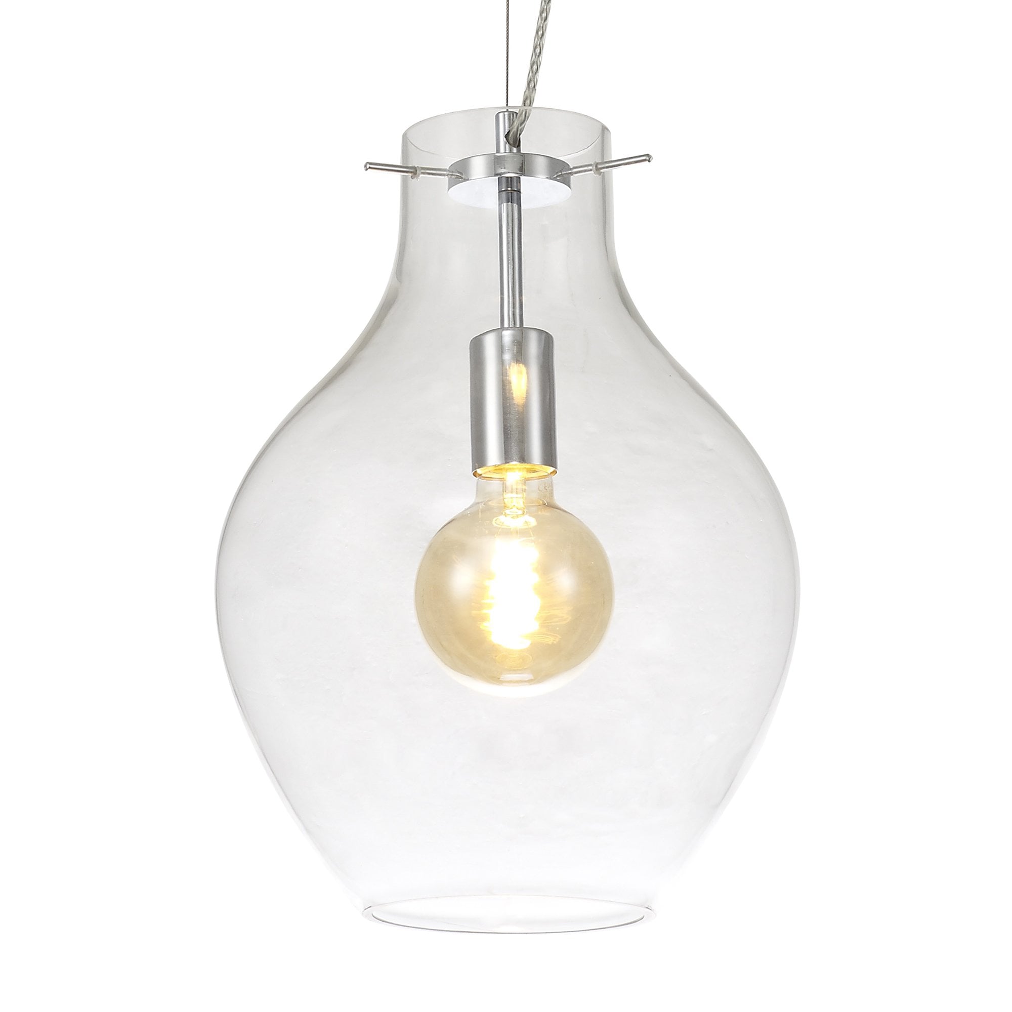 NL84189 Zen Pendant 28cm Round Chrome & Clear