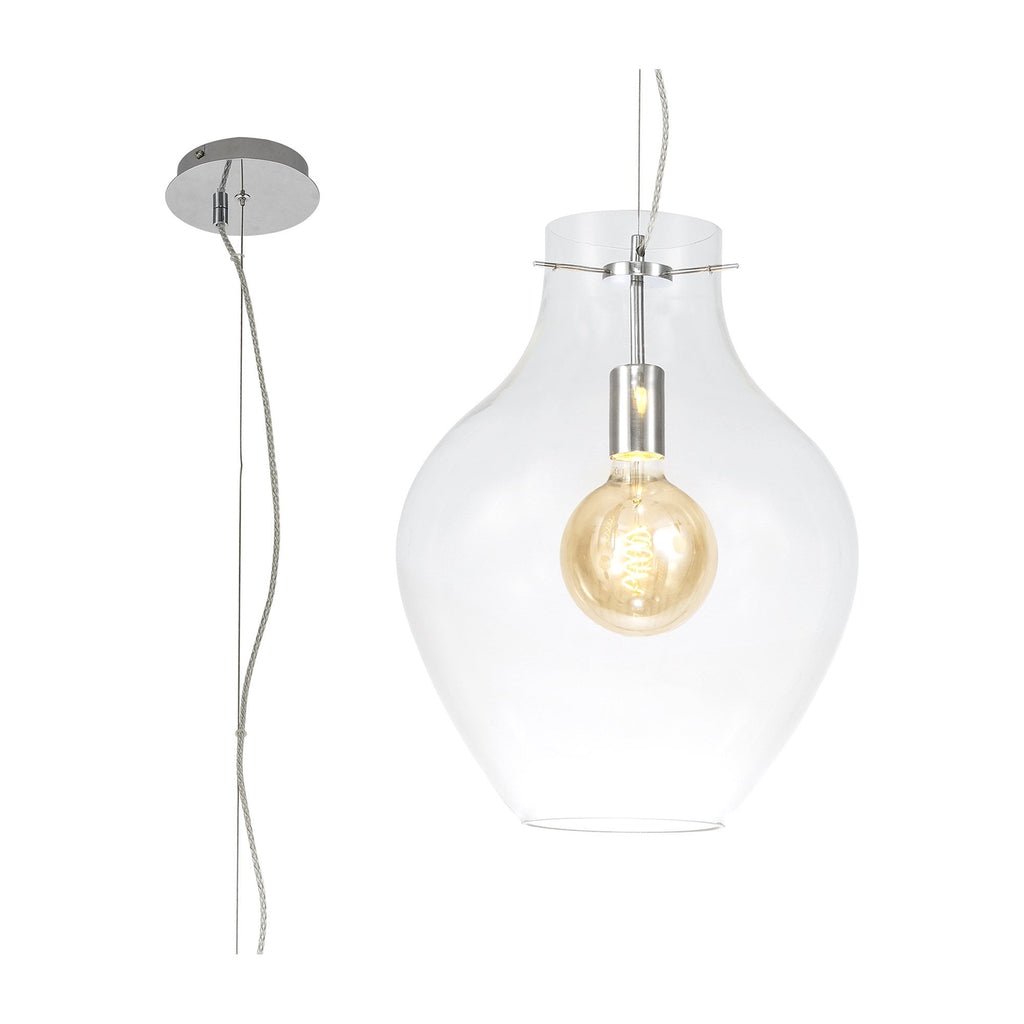 NL84199 Zen Pendant 38cm Round Chrome & Clear