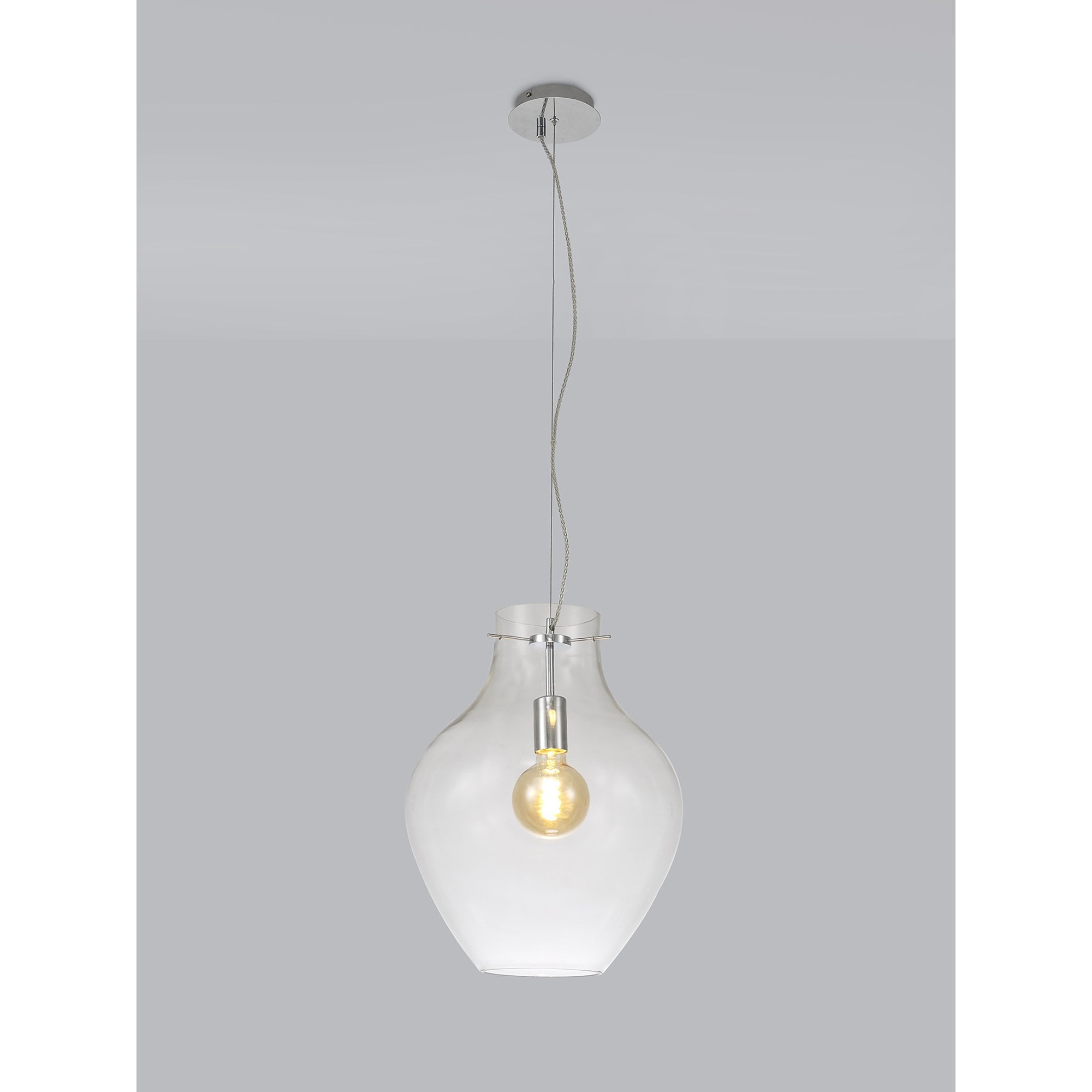 NL84199 Zen Pendant 38cm Round Chrome & Clear