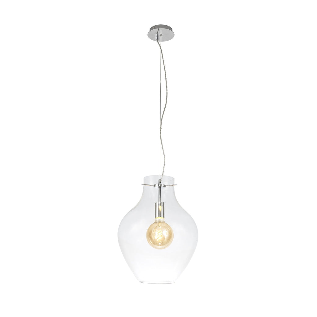 NL84199 Zen Pendant 38cm Round Chrome & Clear