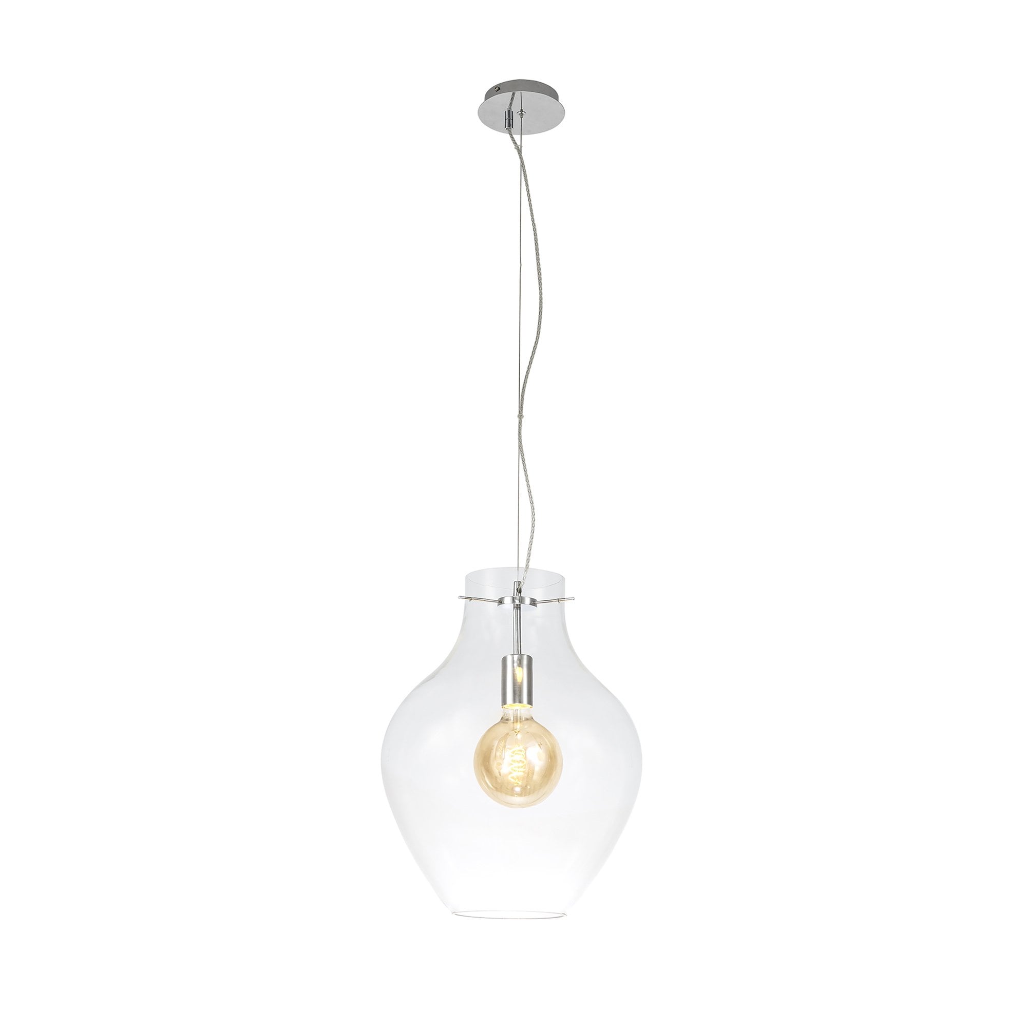 NL84199 Zen Pendant 38cm Round Chrome & Clear