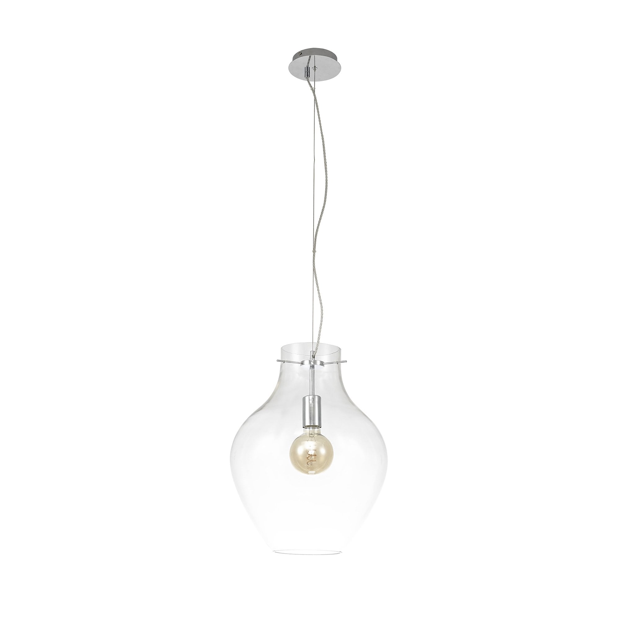 NL84199 Zen Pendant 38cm Round Chrome & Clear