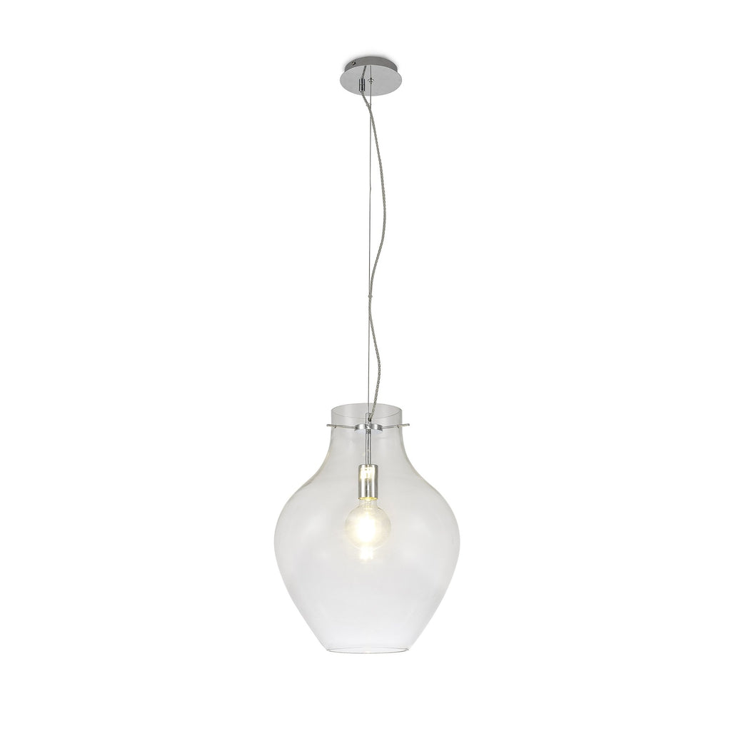 NL84199 Zen Pendant 38cm Round Chrome & Clear