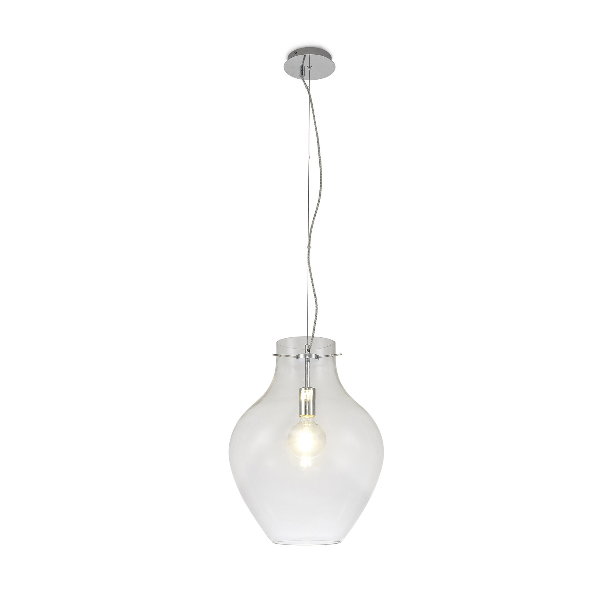 NL84199 Zen Pendant 38cm Round Chrome & Clear