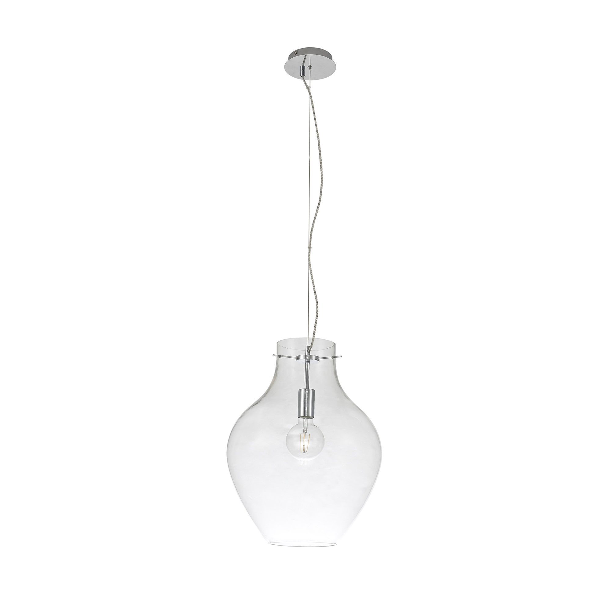 NL84199 Zen Pendant 38cm Round Chrome & Clear
