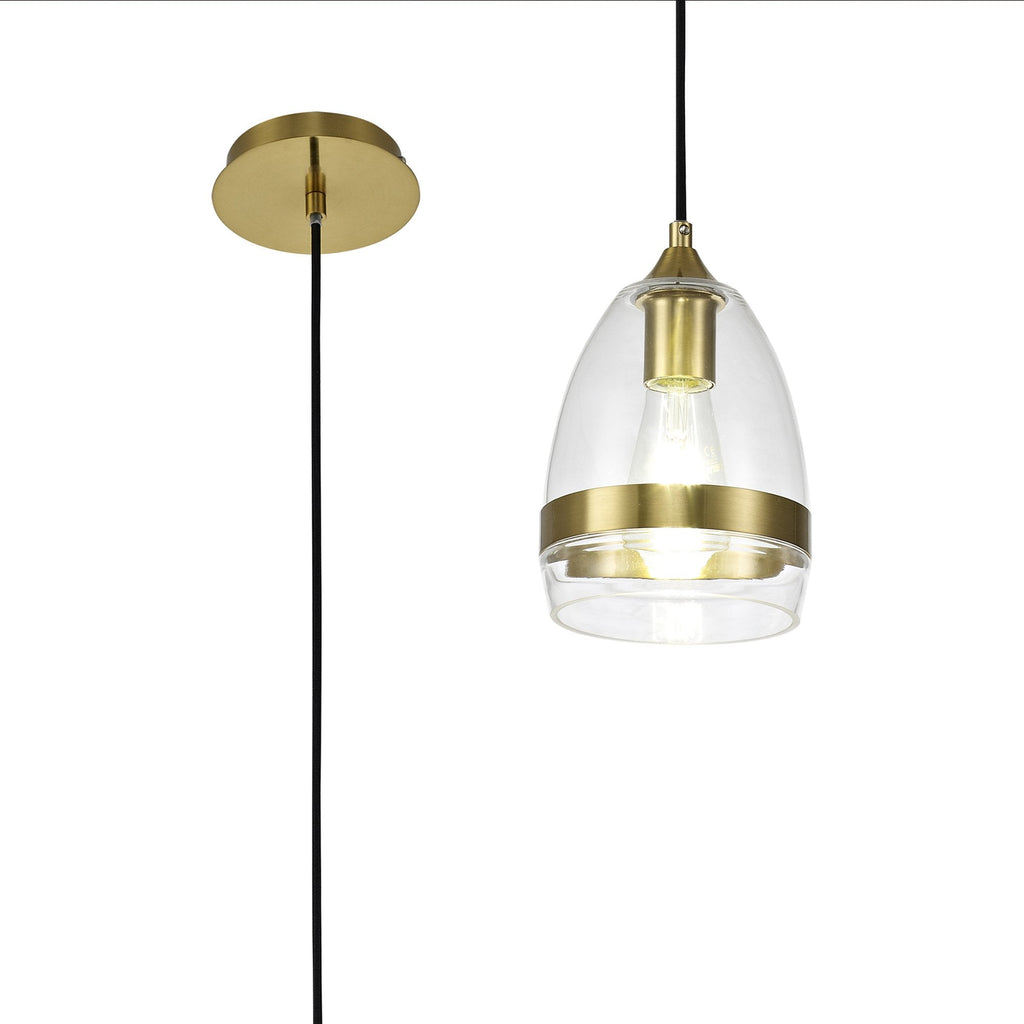 NL84209 Kane Pendant 15cm Cone Ancient Brass & Clear