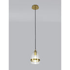 NL84209 Kane Pendant 15cm Cone Ancient Brass & Clear