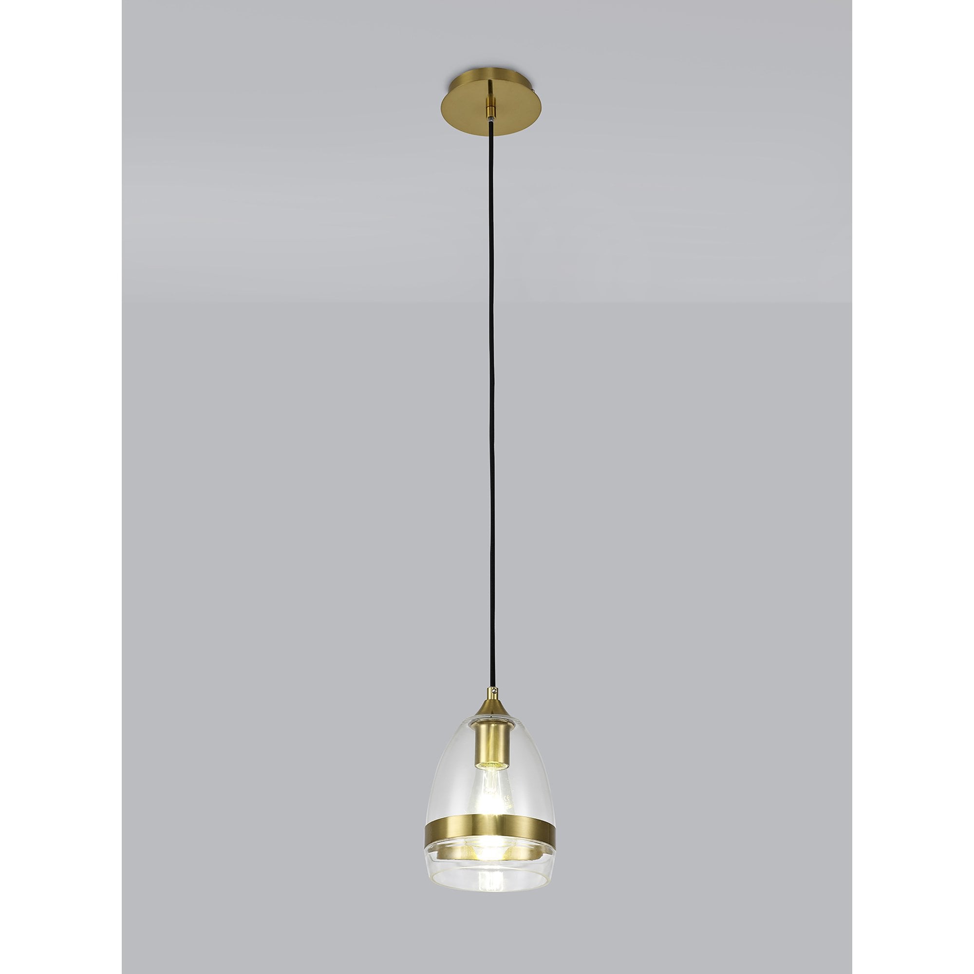 NL84209 Kane Pendant 15cm Cone Ancient Brass & Clear