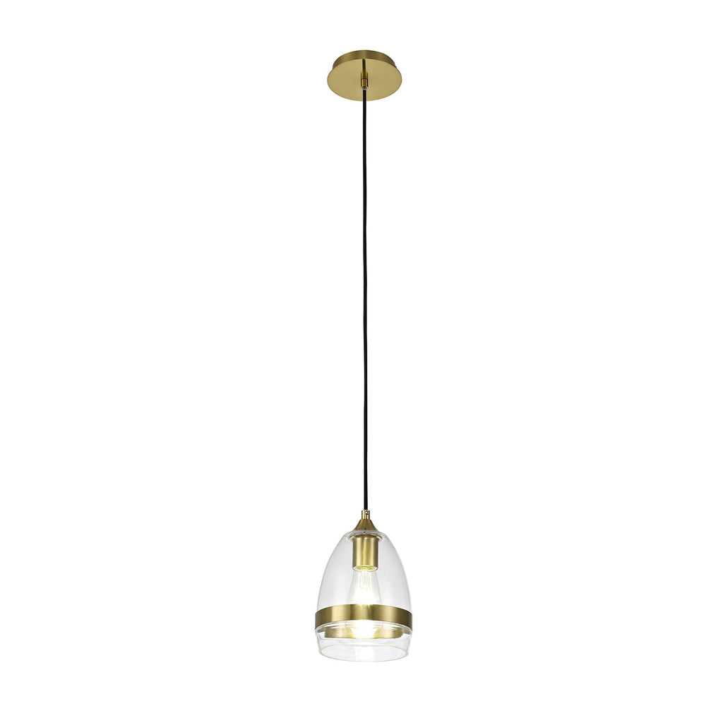 NL84209 Kane Pendant 15cm Cone Ancient Brass & Clear