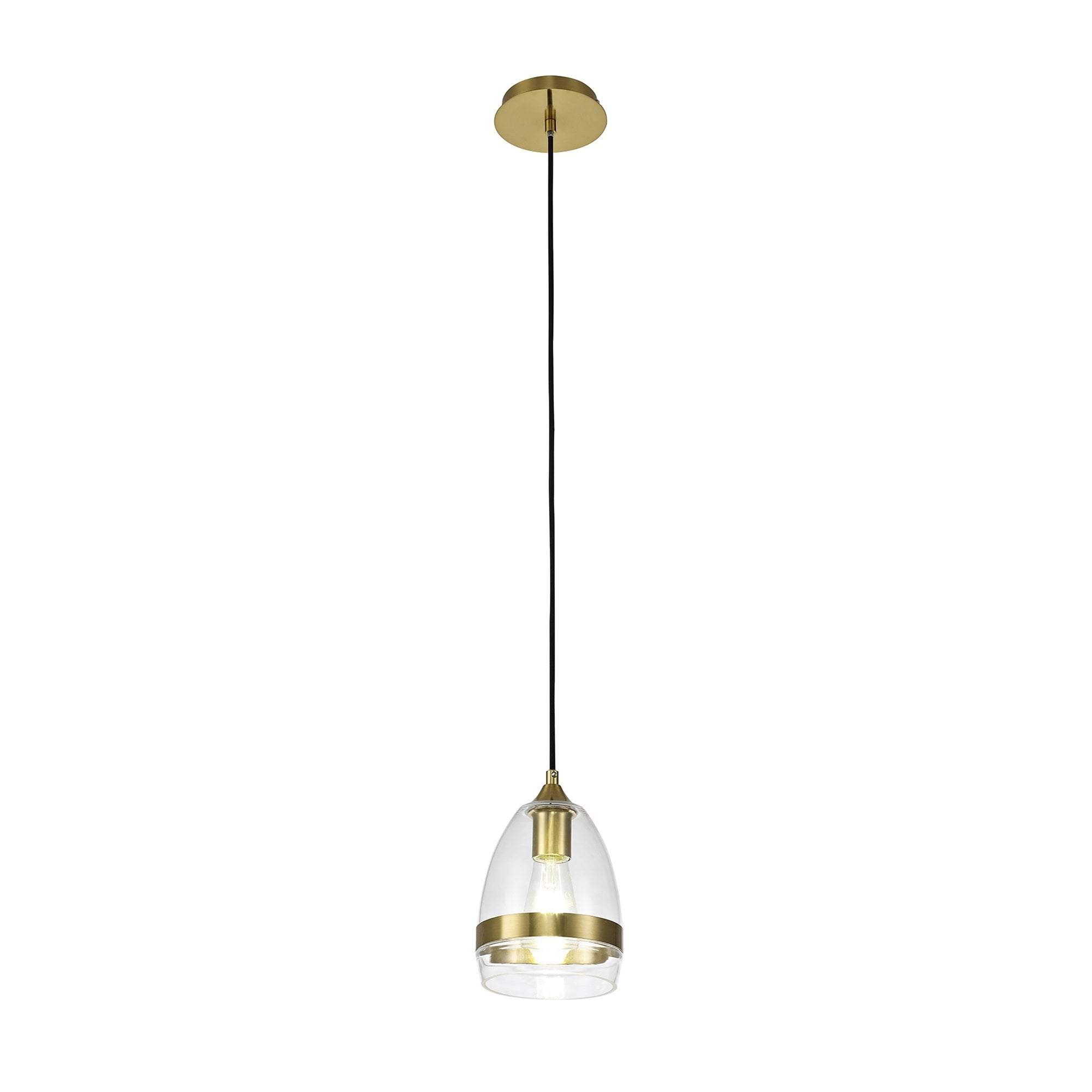 NL84209 Kane Pendant 15cm Cone Ancient Brass & Clear