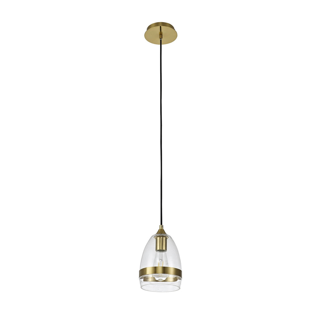 NL84209 Kane Pendant 15cm Cone Ancient Brass & Clear