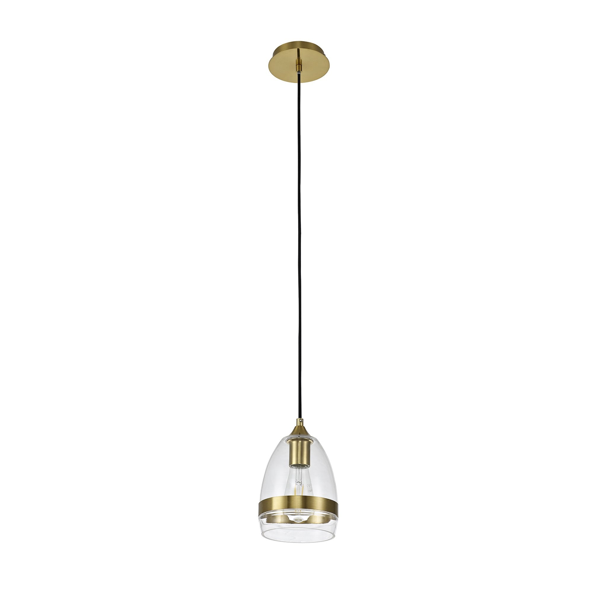 NL84209 Kane Pendant 15cm Cone Ancient Brass & Clear