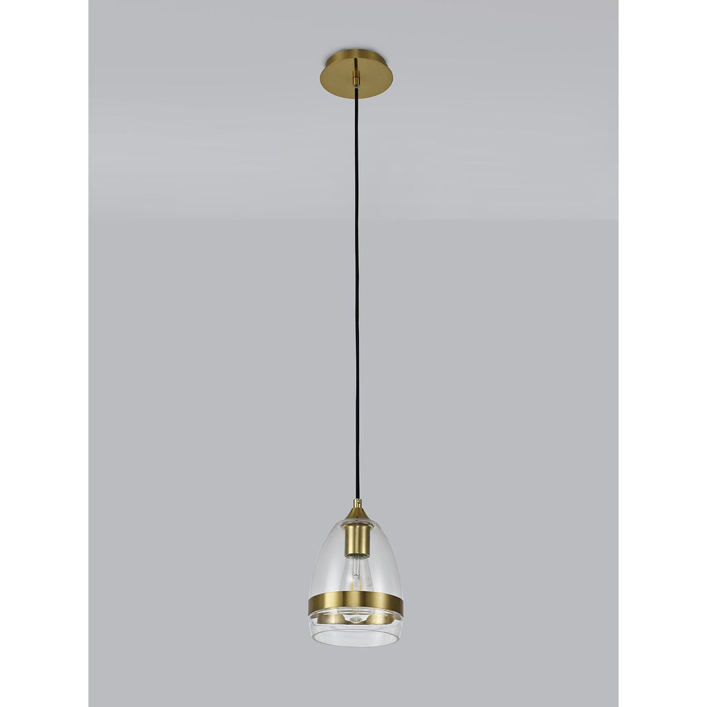 NL84209 Kane Pendant 15cm Cone Ancient Brass & Clear