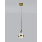 NL84209 Kane Pendant 15cm Cone Ancient Brass & Clear
