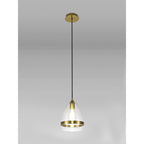 NL84219 Kane Pendant 20cm Cone Ancient Brass & Clear
