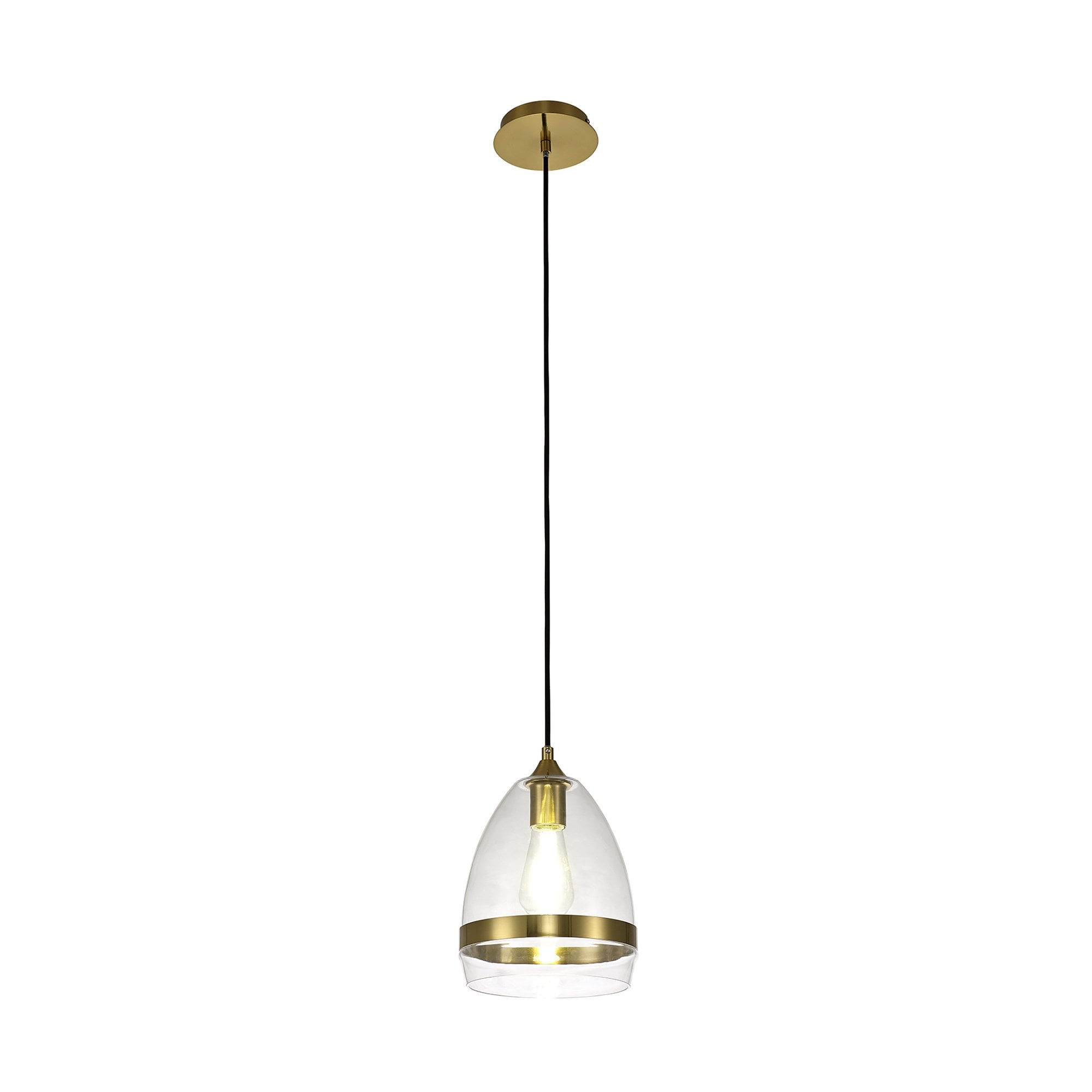 NL84219 Kane Pendant 20cm Cone Ancient Brass & Clear