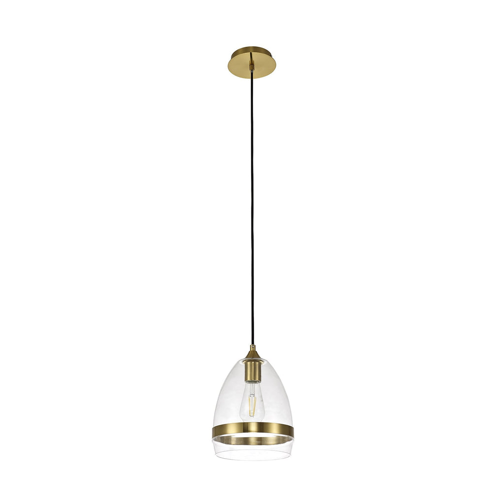 NL84219 Kane Pendant 20cm Cone Ancient Brass & Clear