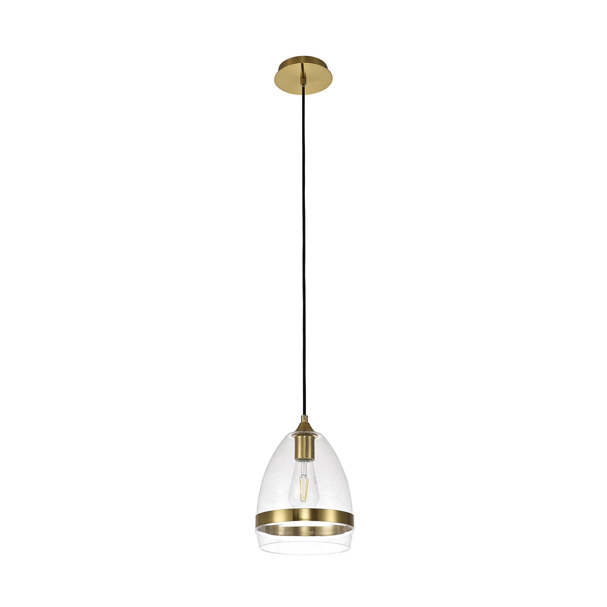 NL84219 Kane Pendant 20cm Cone Ancient Brass & Clear