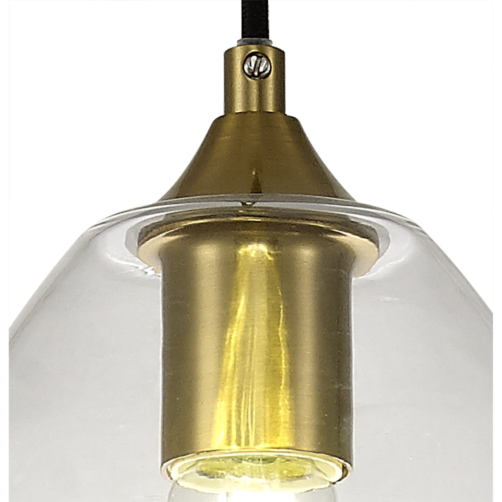 NL84219 Kane Pendant 20cm Cone Ancient Brass & Clear