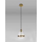 NL84219 Kane Pendant 20cm Cone Ancient Brass & Clear