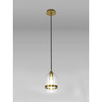NL84229 Kane Pendant 15cm Dome Ancient Brass & Clear