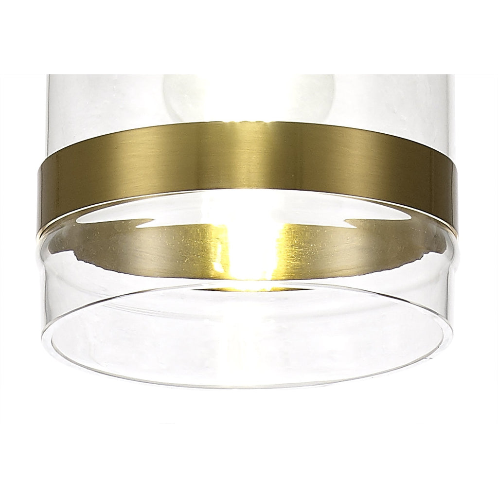 NL84229 Kane Pendant 15cm Dome Ancient Brass & Clear