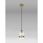 NL84229 Kane Pendant 15cm Dome Ancient Brass & Clear