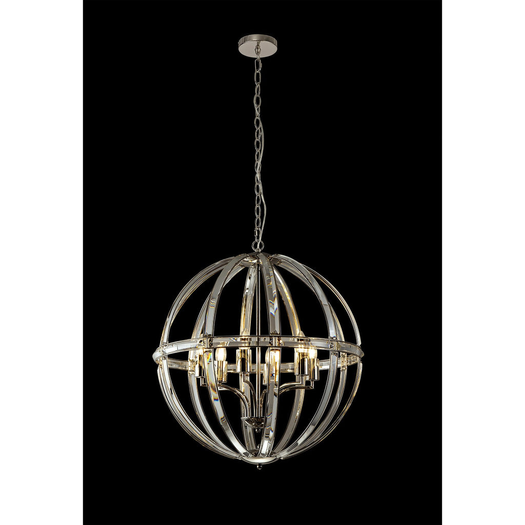 NL84259 Char Large Round Pendant 6 Light Polished Nickel