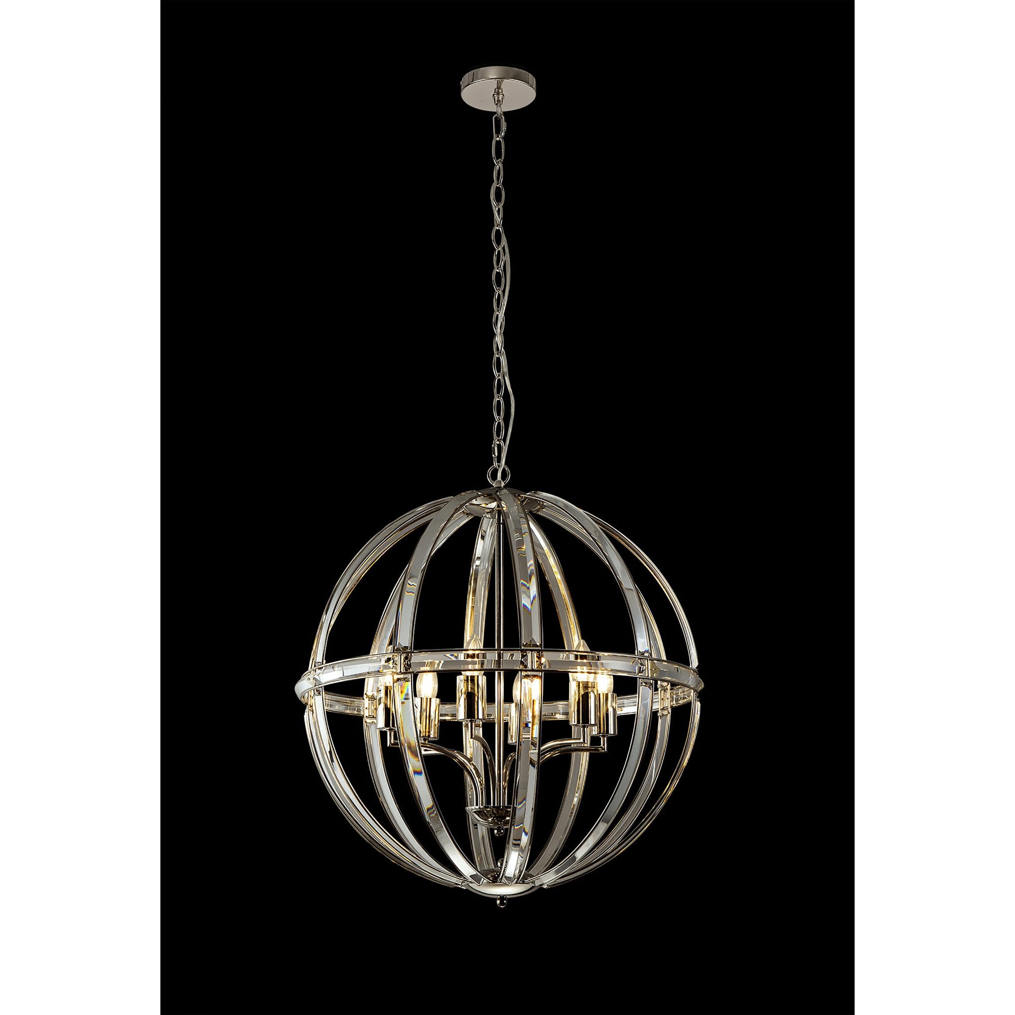 NL84259 Char Large Round Pendant 6 Light Polished Nickel